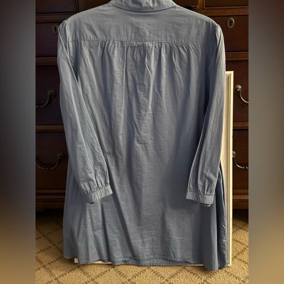 Burberry Brit denim chambray blue tunic shirt with ruffled front  M - Picture 2 of 14